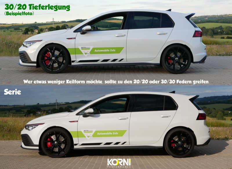 Vogtland Sportfedernsatz 30/30 VW Golf 8 GTI inkl. Clubsport, Typ CD, VA bis 1100 kg